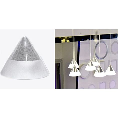 TRADE SHOP - Lampadario Lampada 6 Pendenti Conico Bianco Acciaio Soffitto Luce Led Applique Design -