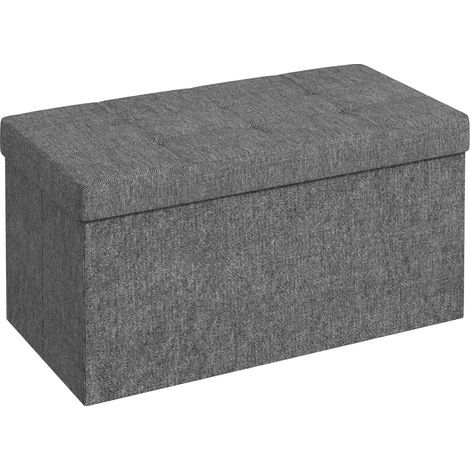 Comodino pieghevole per camera da letto, 84 L, rivestimento in finto lino, con coperchio, per soggiorno, 76 x 38 x 38 cm, grigio scuro (1/5)
