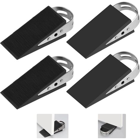 Cale de Porte en Caoutchouc, 4 Pièces Cale de Porte Cale-Porte Mobile Protection de Porte Noir Cale en Caoutchouc Antidérapant (1/5)
