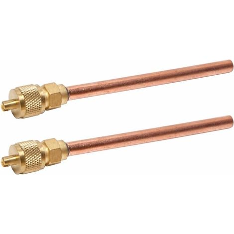 Lot de 2 vannes d'accès de service, 11,5 cm de long en cuivre pour réfrigérant, soupapes d'accès à aiguille de charge de climatiseur (version épaisse) (1/5)