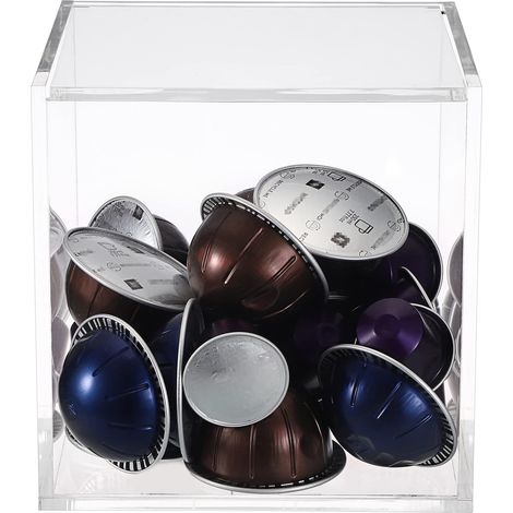(15 x 15 x 15 cm) Boîte de rangement en acrylique pour capsules de café compatible avec toutes les dosettes et capsules de café - Boîte de rangement (1/5)