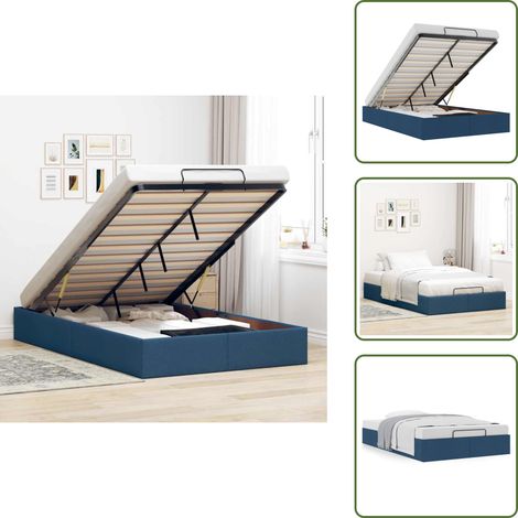 Cadre de lit ottoman sans matelas bleu 120x200 cm tissu - Cadre De Lit Ottoman - Cadres De Lit Ottomans - Cadre De Lit - Cadre De Lit Avec Rangement (1/5)