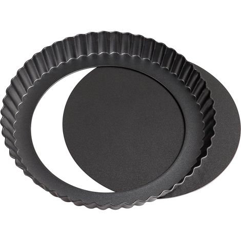 1 Moule à tartelette, Acier au carbone, Fond amovible, Bords ondulés, Antiadhésif, Pour pâtisserie maison (1/5)