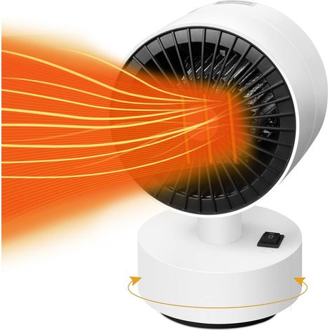 Mini-Keramikheizung, ADURI Heizlüfter mit automatischem Kopfschütteln, 600 W, geringer Verbrauch, tragbare Tischheizung für Büro, Schlafzimmer, Wohnzimmer, Kippschutz (1/5)