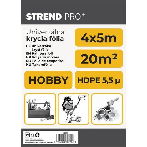 Abdeckfolie Strend Pro Hobby, Malerfolie, 4x5 m, 6 µm, zum Abdecken - Set mit 5 Stück