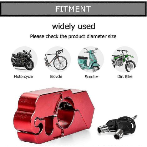 Antivol de guidon de moto, antivol de poignée d'accélérateur et antivol de poignée de frein de voiture, antivol de sécurité universel, utilisé pour les phares fixes de moto (noir) () (1/3)