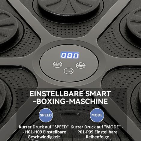 Boîte de rythme de boxe, 9 modes, Bluetooth, lumières LED, gants inclus, noir (1/5)