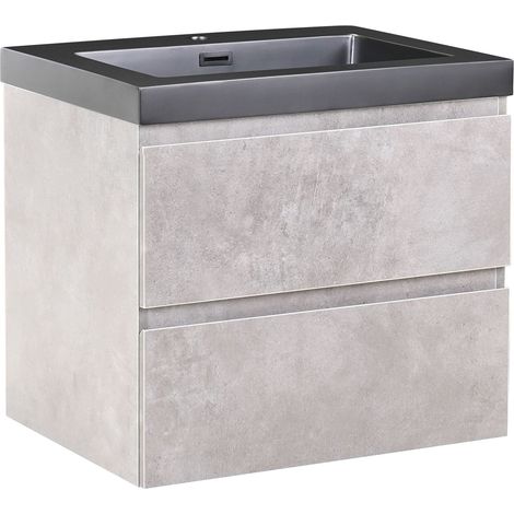 Wandmontierter Waschtischunterschrank mit Waschbecken CARDIEL 60 cm Grau
