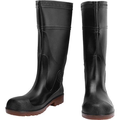 PVC-Regenstiefel, rutschfest, wasserdicht, Arbeitssicherheitsschuhe, Schuhzubehör, schwarz, Größe 42, 1 Paar pro Packung. (1/5)