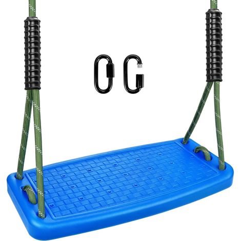 Balançoire Extérieure, Siège Antidérapant en Plastique, Corde Réglable 1,3–2 m et 2 Mousquetons, pour Aire de Jeux et Jardin, Convient aux Adolescents et Adultes,Bleu,Capacité 100 kg (1/5)