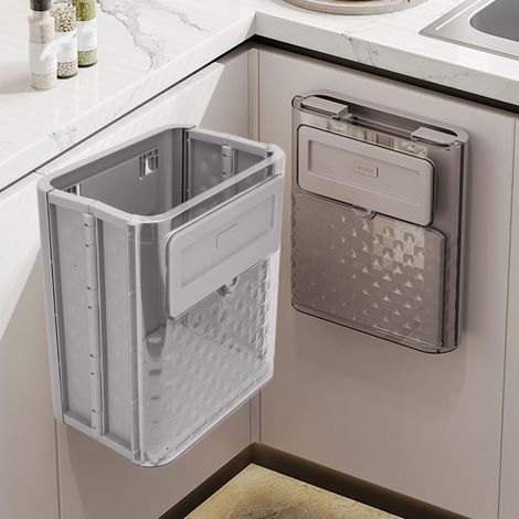 Faltbarer Hänge-Mülleimer (2,4 Gallonen), multifunktionaler Abfallbehälter für Küche, Bad, Büro, Wohnmobil – hochwertiger Kunststoff, schraubenlose Montage (1/5)