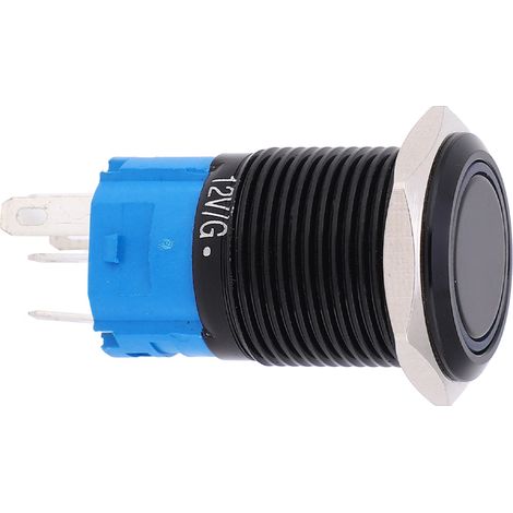 Interrupteur à bouton poussoir étanche métal auto-verrouillant 16MM avec voyant lumineux pour voiture / ordinateur AC 220V (Blanc) Lot de 2 (1/5)
