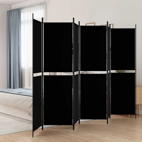 Cloison de séparation 6 panneaux Noir 300x200 cm Tissu (1/5)