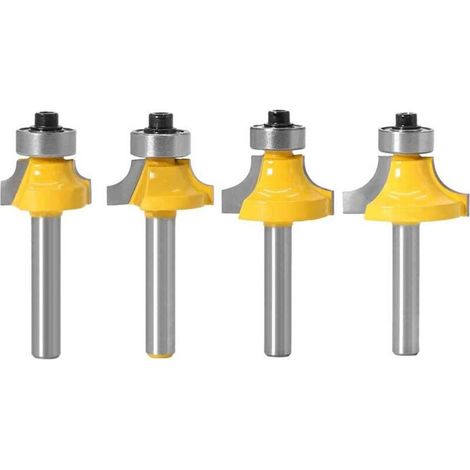 4PCS Fraise à Arrondir à Bois Carbure Routeur de Arrondi Coin Rayon de Coupe 3.18mm, 4.76mm, 6.35mm, 7.92mm Fraise Quart Arrondi Bordure Routeur Bits (1/5)