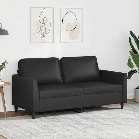2-Sitzer-Sofa Schwarz 140 cm Kunstleder
