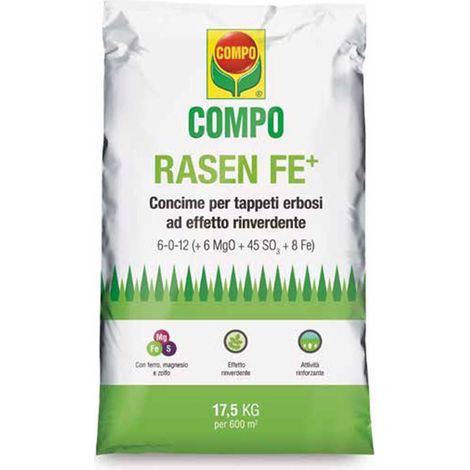 Compo rasen fe ferro top concime granulare prato tappeti erbosi kg.17,5 fertilizzante