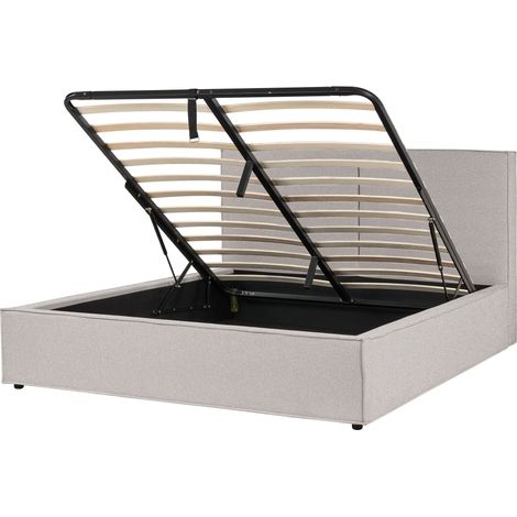Letto King Size Tessuto Imbottitura Base a doghe Contenitore Camera da letto moderna Grigio Chiaro 160 x 200 cm Moissac