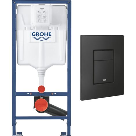 Cisterna empotrada mural GROHE Rapid SL con placa de descarga, mismo color negro mate. (1/4)