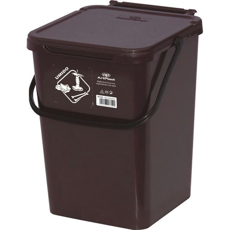 Poubelle bioclimatique marron 10 l avec couvercle (1/4)