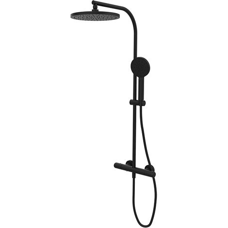 Thermostatique douche avec colonne gamme E-PLUS finition noir  Colonne: Fixe (1/2)