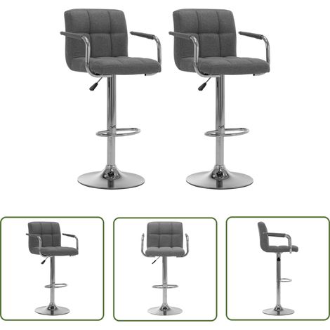 The Living Store Chaises de bar lot de 2 gris clair tissu - Chaise De Bar - Tabouret De Bar - Chaises Contemporaines - Meubles De Cuisine - Mobilier Moderne (1/5)