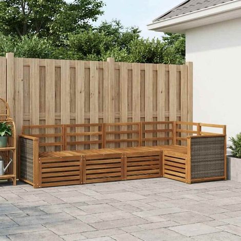vidaXL Ecksofa Set 4 pcs Natur Massivholz Akazie (1/5)