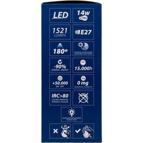 Pack de 3 bombillas E27 A60 14W 1521 LM 5CCT (1/5)