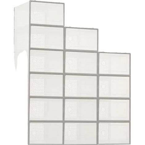 Boîtes de rangement pour chaussures, design empilable, résistant à la poussière, gris (1/2)