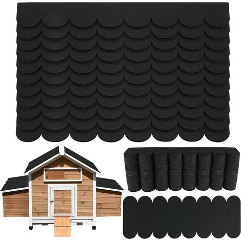 53pcs Mini Bardeaux De Toit Auto-Adhésifs Bardeau Toit Imperméabilité,Matériau En Feutre,pour Nichoir, Clapier, Hôtel À Insectes, Cabane D'arbre, Abri De Jardin(Noir) (1/5)