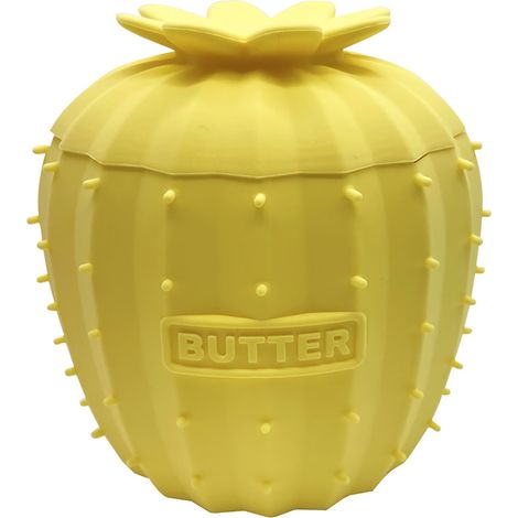 Pot à beurre en silicone forme cactus avec couvercle, rangement créatif pour beurre et fromage, design jaune pratique et décoratif (1/4)