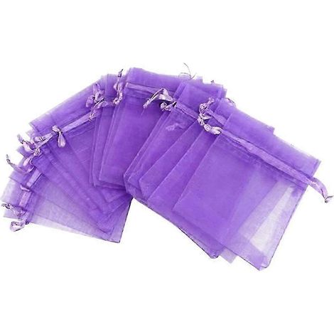 100 sachets cadeaux en organza 7 x 9 cm avec cordon de serrage, parfaits pour les fêtes, les jeux, les mariages et les bijoux (violet foncé) (1/2)