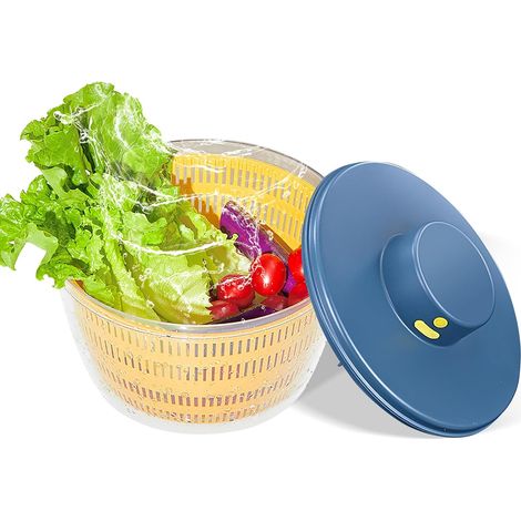 Essoreuse à salade électrique, essoreuse à salade grande capacité de 4 L, laveuse et sécheuse de fruits et légumes rechargeable par USB pour la cuisine (Bleue) (1/5)