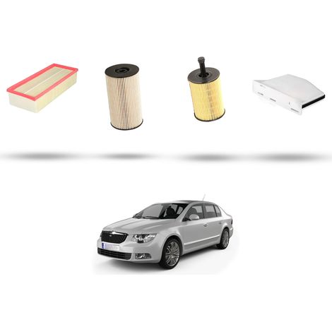 Kit tagliando 4 filtri compatibile con Skoda Superb II (3T) 1.9 TDI 77kw Dal 2008 (1/5)