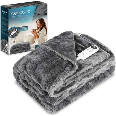 Cecotec couverture électrique 180×130 HeatConfort Noa (180 × 130). 115 W, 10 niveaux de température réglables, contrôleur LCD extra