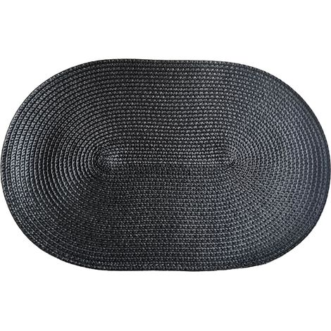 Placemat Ovale - 30 x 45 cm - En Polypropylène Tissé - Résistant à la Chaleur - Pour Table à Manger - Noir - 1 Pièce (1/5)