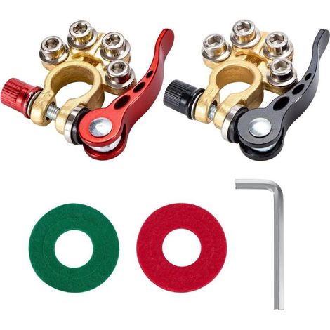 Cosse Batterie 12V Batterie Terminal Connecteurs Borne Positive et Négative avec Rondelles Anti-corrosion et clé Allen pour Voiture Camion Caravane Bateaux 2 Pièces (1/5)