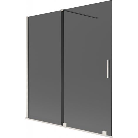 Mexen Velar Duschabtrennung 2-flügelig, verschiebbar 150 x 150 cm, Graphit, gebürstetes Nickel - 896-150-000-41-97 (1/2)