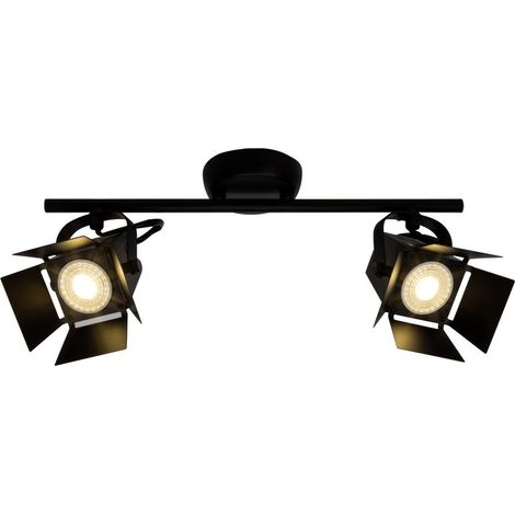 BRILLIANT lampe Movie Spot LED tube 2 lumières noir mat 2x LED-PAR51, GU10, 5W lampes à réflecteur LED incluses, (380lm, 3000K) Échelle A ++ à E Têtes pivotantes (1/3)