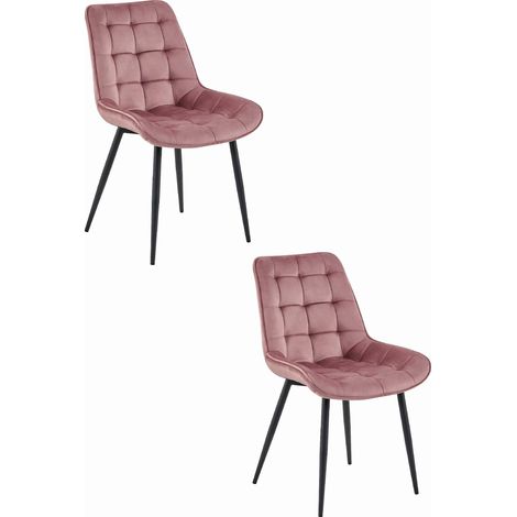 Silla BERA - terciopelo rosa oscuro / patas negras x 2 (1/5)