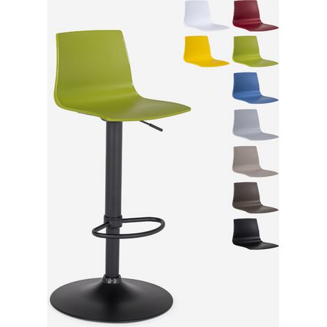 Sgabello cucina bar design base nero opaco regolabile Grand Soleil Imola Matt - Verde Anice