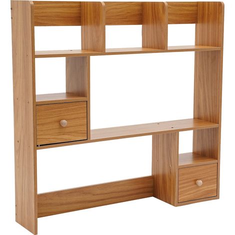 Desktop Bookcase Bookshelf Desk Hutch, 3-Tier Multipurpose Countertop Display Shelf, Open Storage Compartment Desktop Display Shelf Rack, Computer Desktop Rack Organizer for Home Office