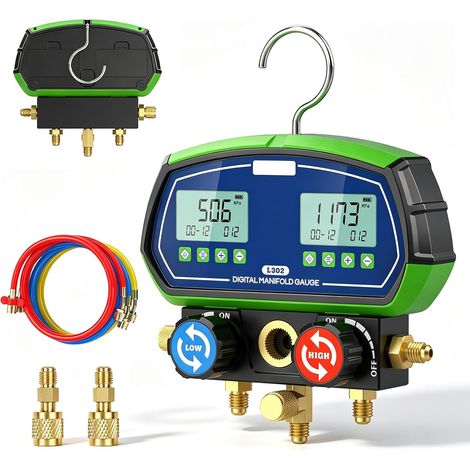 Digital manifold pressure gauge with double pressure temperature (1/5)