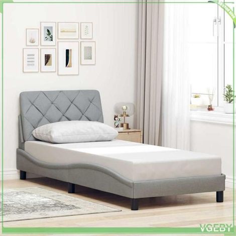 Cadre de lit - 3310566 - 90x190 cm - Gris clair - Tissu & sommier à lattes (1/5)