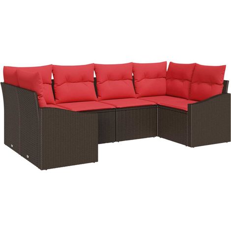 Sofa Set 6 pcs Brown [Synthetic]: Poly Rattan vidaXL (1/5)