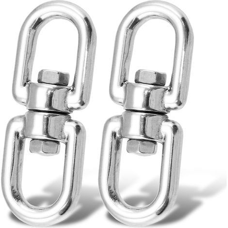 Émerillon Inoxydable Anneau d'oeil Acier Émerillons Suspendus Crochet à Oeil Émerillon à Double extrémité Connecteur de Crochet d'oeil 10mm 500kg 2pièces (1/5)