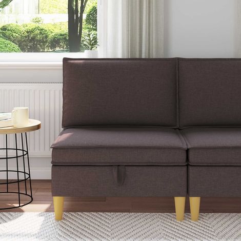 Pouf de rangement en tissu, assise en mousse, cadre en contreplaqué, pieds marron, 15.84kg - PANGIVO (1/5)