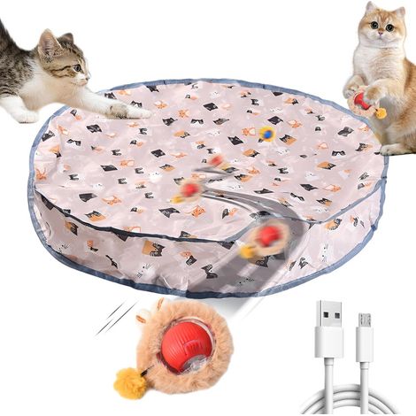Jouet interactif pour chat, jouet électronique avec couvercle cache-cache – Balle qui roule toute seule, jouet cache-cache, rechargeable par USB, coloré (1/5)