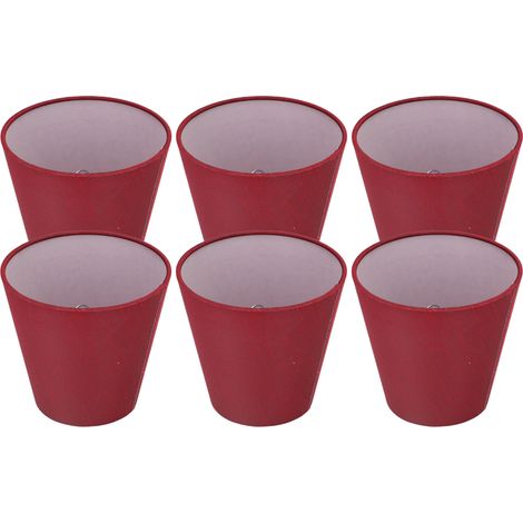 Lot de 6 abat-jour en tissu, style moderne et épuré, bonne transmission de la lumière, pour lampe de table avec ampoule E14 ou ampoule miniature pour plafonnier, A3 01, rouge bordeaux (1/5)