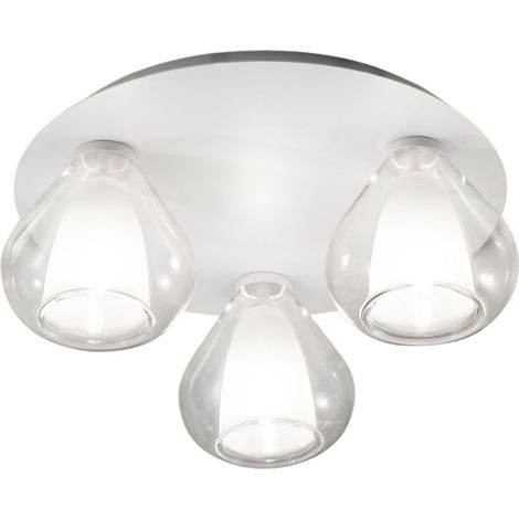 Lila - Plafonnier rond d.40cm Fabas Luce - Applique avec 3 ampoules LED E27 MAX 40W - Transparent