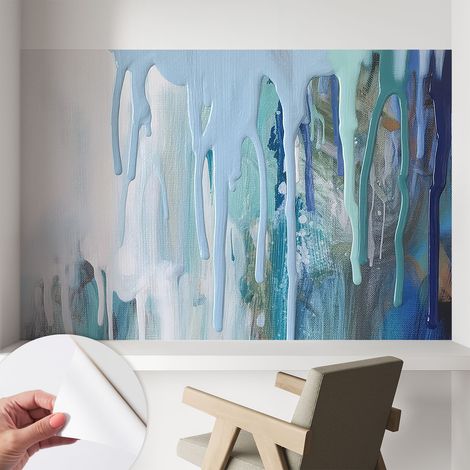 Papier peint adhésif autocollant pour salon chambre à coucher peint imprimé pour mur Cascades bleues 104x70 cm (1/5)